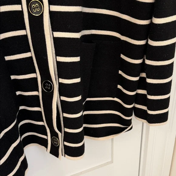 Tucker buck oversized Striped Black and White Women's Cardigan Sweater - M - Picture 5 of 6